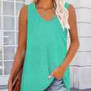 CRAZY GRID Women's Deep V-Neck Sleeveless Summer Casual Loose Fit Shirts Basic Tees Soft Tops Mint Green XX-Large