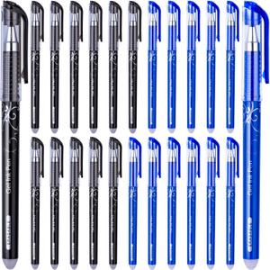 24 Pack Erasable Gel Pens Clicker Fine Point 0. 5 mm, Make Mistakes Disappear, 12 Black 12 Blue Inks for Writing Planner and Crossword Puzzles Back to School Office Supplies