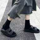 Cloud Slide Sandals for Women Men Pillow Slippers With Ultra Comfort Recovery Beach Shoes Low Arch Support (Black)