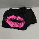 Smile Fish Women Casual Oversized Sexy Lips Print Off Shoulder T-Shirt (Black, XXL)