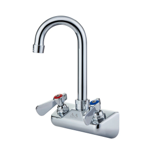 Gsw AA-410G Faucet, 4" Wall Mounted Backsplash, W/ 3-1/2" Gooseneck Spout, 1/2" Npt Male Inlets,
