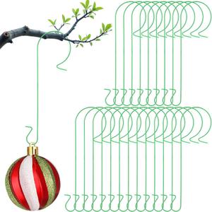LEIFIDE 30 Pcs 9.5'' Large Christmas Ornament Hanger Hooks Outdoor Metal Wire Christmas Tree Hooks S Shaped Hangers for Tree Hanging Decoration Balls Party Supplies(Green)