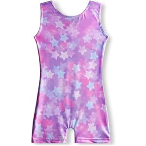 MYQFF Gymnastics Leotards for Girls Toddler Kids Dance Outfits Sparkle Tumbling Biketards Unitard Unicorn Mermaid (5-6 Years, A Pink Stars)