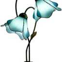VirtueKing Blue Lotus Stained Glass Lamps Double Headed Desk Lamp 2-Light Tiffany Table Lamp 8" Wide 24" Tall Tiffany Style Table Lamp LED Bulb Included
