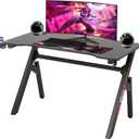 Computer Desk Gaming Desk Student PC Desk Writing Desk Office Desk Modern Ergonomic Racing Style Table Workstation Carbon Fiber Headphone Hook (47in, Red)