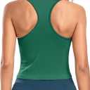 ATTRACO Workout Tank Tops for Women with Built in Bra Ribbed Seamless Yoga Tanks Tight Fit (8, Green)
