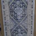 2x6 Washable Hallway Runner Rug: Indoor Farmhouse Kitchen Rugs Oriental Thin Non-Slip Entryway Carpet Ultra Soft Water Resisitant Floor Mat for Living Room Bedroom for Bathroom Laudry(2 X 6,Blue)