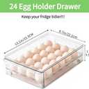 vacane Egg Holder for Refrigerator, 48 Capacity Clear Egg Storage Drawer with Non-Slip Pads, Stackable BPA-Free Egg Organizer Tray for Fridge, 2 Pack-Clear