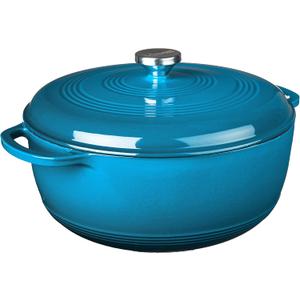 Lodge Essential Enamel Cast Iron Dutch Oven with Lid 7.5 Quart - Oven-Safe Enamel Cookware up to 500° F - Heat-Retaining Braising & Roasting Pot - Non-Toxic Cookware - Blue
