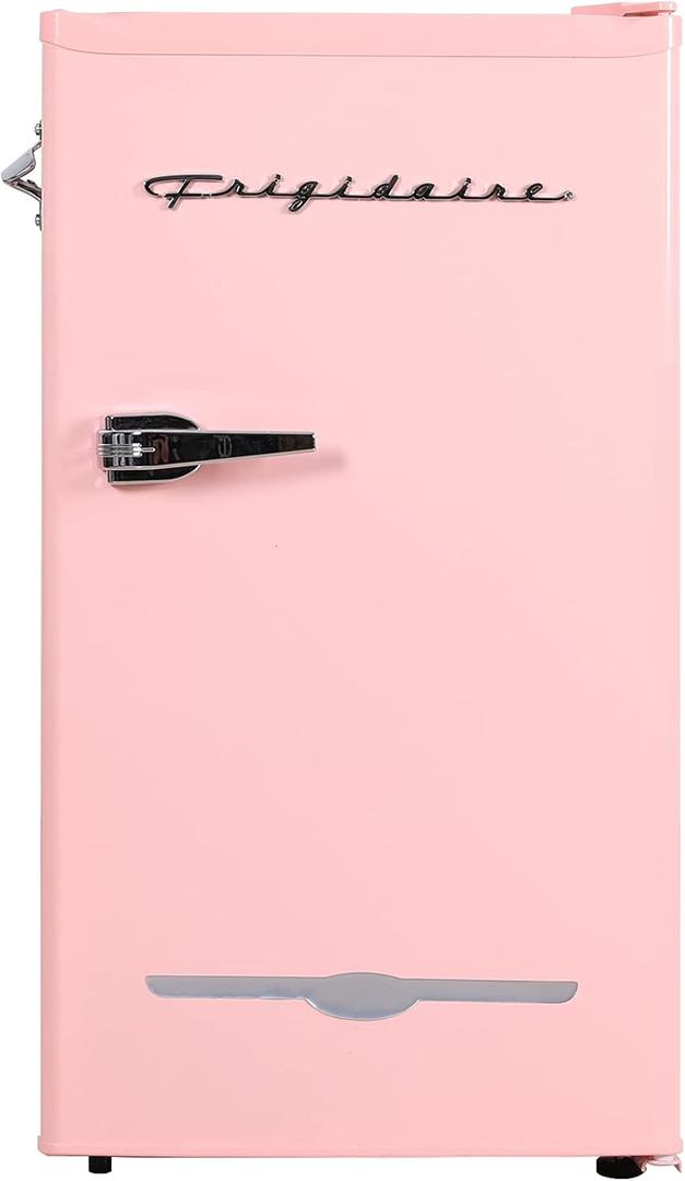 Frigidaire EFR376 Retro Bar Fridge Refrigerator with Side Bottle Opener, 3.2 cu. Ft, Pink/Coral