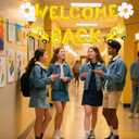 3 x Welcome Back Balloons Banner - 16 Inch Large Foil Letter Balloons with School Bus & Daisy Design, Back to School Decorations for Classroom, Office, First Day of School Party Supplies