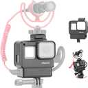 V2 Housing Case Vlogging Frame with Microphone Cold Shoe Mount Compatible for GoPro Hero 7 6 5 Mic Audio Adapter Action Camera Accessories