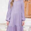 blibean Teen Girls Fall Dresses Kids Long Sleeve Boho Dress Size 6-15 Years