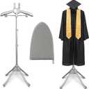 Garment Steamer Rack with Ironing Gloves for Clothes, Foldable Garment & Clothes Drying Rack,Graduation Gown Display Stand, Garment Hanger Drying Rack for Including Ironing Gloves (Grey)