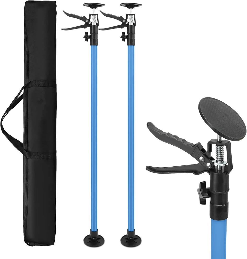 2 PCS Cabinet Jack, Adjustable Support Pole Universal Base Telescopic 3rd Hand System, Supports up to 132 Lbs, Drywall Jack or Cargo Bars, Extends from 20 to 45 Inch (Blue)