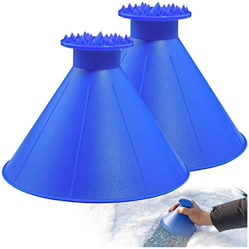 Pack of 2, Magical Ice Scrapers for Car Windshield - 2 Pack Cone Magic Car Ice Scraper with Funnel, Round Snow Scraper