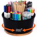 Marker Organizer For 300 Markers, 360 Rotating Art Supply Storage Organizer, Pen Holder For Desk School Home Black