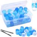 Reusable Ice Cube with Lid & Bin, 60 Pack Plastic Ice Cubes for Drinks BPA Free, Refreezable Square Ice Cubes for Water Bottles, Whiskey, Vodka, Coffee, Cocktails, Beer or Wine