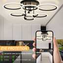 SEABLE Smart LED Ceiling Light, 7-Ring Modern Flush Mount Fixture, 130W Dimmable 3000K–6500K, WiFi Alexa & App Control, Black Ceiling Light for Living Room Bedroom Kitchen (31.8")