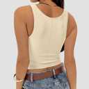 Women's Square Neck Tank Tops Sleeveless Ribbed Going Out Casual Basic Crop Top Shirts (XS)
