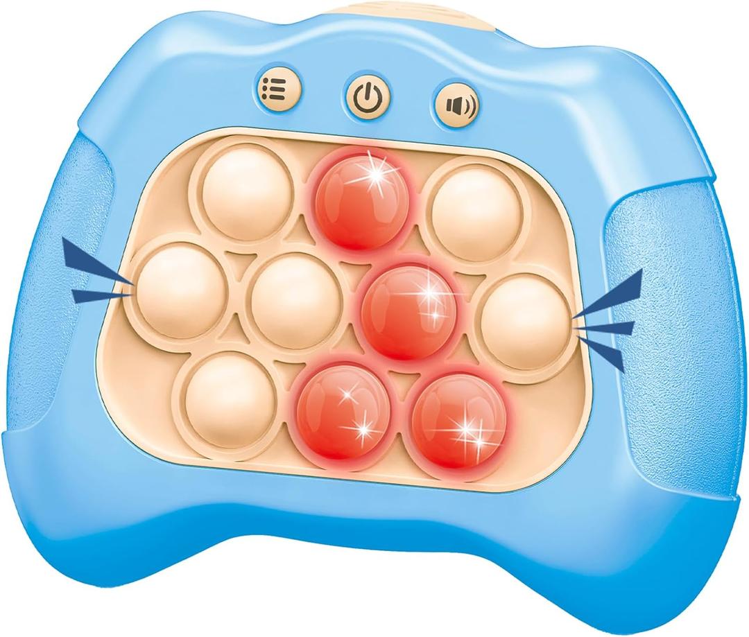 Pop Push Game Toy for Kids, Quick Fast Push Pop Puzzle Handheld Game Light up Fidget Toy 8-12, Bubble Sensory Toys Christmas Birthday Gifts for Kids Ages 3-12 (Light Blue)