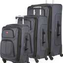 SWISSGEAR Sion Softside Expandable Spinner Luggage Durable Lightweight Travel Suitcase, Dark Grey, 3-Piece Set 