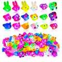 Leyndo 150 Pcs LED Light up Rings Party Favors Glow in the Dark, Animal Glow Rubber Rings Jelly LED Finger Lights for Kids Birthday Valentine's Day Goodie Bags Concert Shows Party Supplies(Animal)