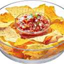 Amazing Abby - Charlie - Plastic Chip and Dip Bowl, Clear Serving Platter, Unbreakable Party Appetizer Tray, BPA-Free, Dishwasher-Safe, Great for Chips, Salsa, Veggies, Snacks, and More
