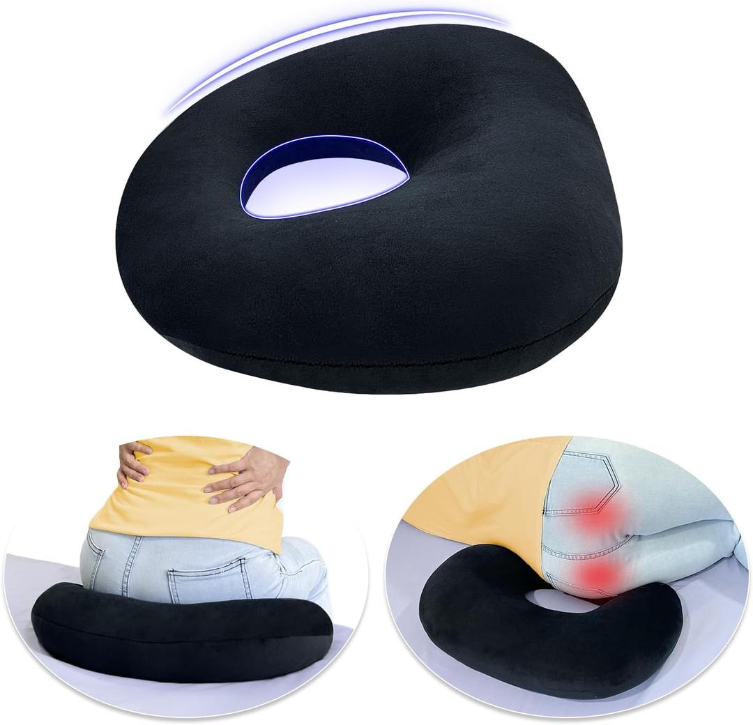 Butt Lift Cushion After Surgery, BBL Donut Pillow for Tailbone Pain, Bed Sores Donut Pillow, Lift Hips Up Butt Pillows for Bed Sleeping, Sitting, Driving, Hemorrhoids Pressure Sores Doughnut Cushion