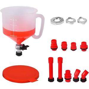 Zpana 15PCS Car Coolant Funnel Kit, No-Spill Vehicle Radiator Filling Funnel Bleeder with Adapters, No-Leak Auto Radiator Burping Filler, Universal for SUV RV Truck (Red)
