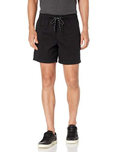 Amazon Essentials Men's 6" Inseam Drawstring Pull-On Twill Shorts, Black, Medium