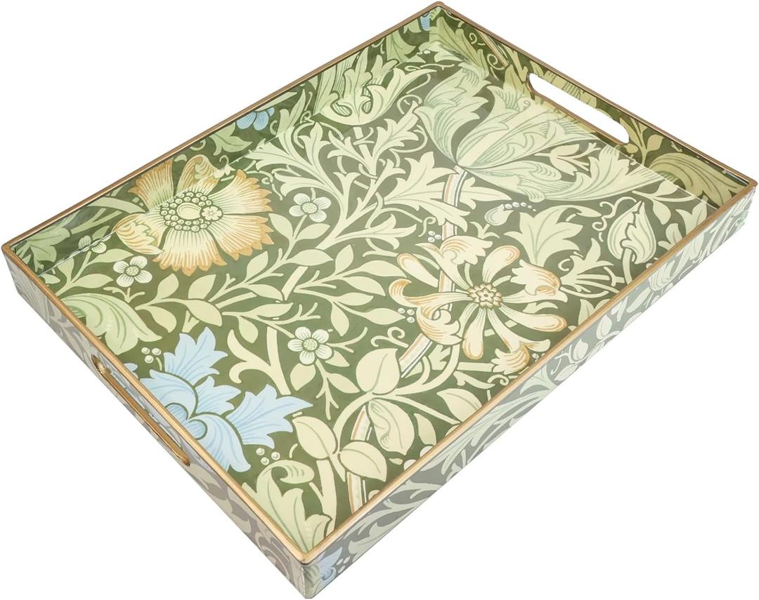 Spsyrine Serving Tray with Handles, Plastic Decorative Tray for Coffee Table, Living Room, Home Decor, 3040C