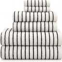 6 Pack Black and White Striped Bath Towels Set Cotton Absorbent Shower Towels for Bathroom Pool Spa Decor Contains Soft Bath Towel, Hand Cloth, and Wash Cloth