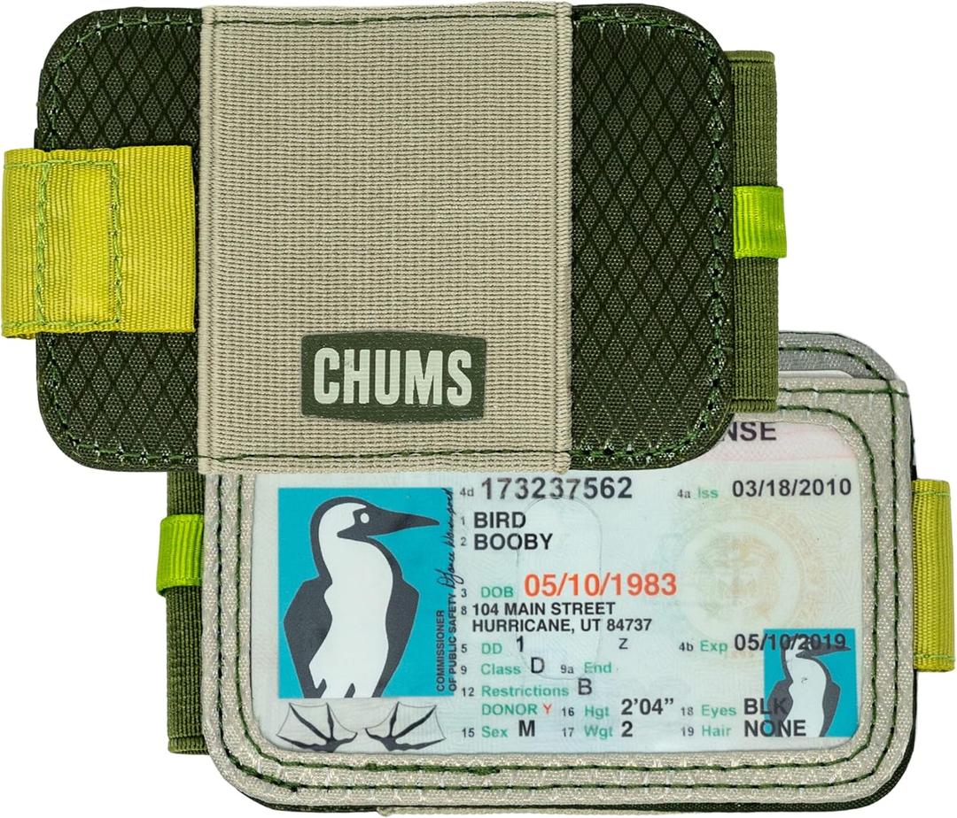 Chums Bandit Bi-Fold Wallet  Slim RFID Wallet for Men & Women, Reversible Card, ID & Money Holder (Olive/Tan)