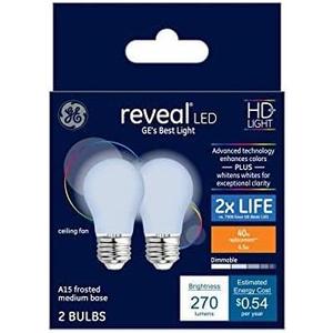 GE Reveal 40-Watt EQ A15 Color-Enhancing Dimmable LED Light Bulb (2-Pack)
