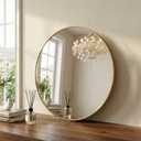 24 Inch Gold Round Bathroom Wall Mirror, Round Mirrors for Wall Decor, Circle Mirror for with HD Shatter-Proof Glass for Entryway, Living Room, Bedroom, Dressing Room, Home Decor