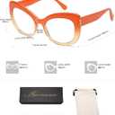 AMOMOMA 3 Pack Stylish Oversized Cat Eye Reading Glasses for Women Fashion Readers Blue Light Square Computer Glases AM6077 (C1.black+c2.tortoise Grading Green+c5.orange Grading)