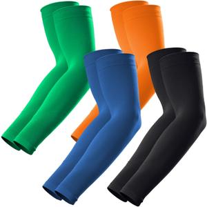 GOUNOD Arm Sleeves for Men Women,Compression Sleeves to Cover Arms for Men Working,Sun Sleeves for Men UV Protection (4 Pairs:black,dark Blue,green,orange)