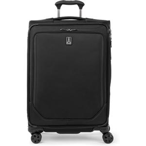 Travelpro Crew Classic Lightweight Softside Expandable Checked Luggage, 8 Wheel Spinner Suitcase, TSA Lock, Men and Women, Checked Medium 25-Inch, Black