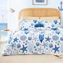 Love's cabin Quilts for Queen Coastal White Bedspreads Bedding Set - Summer Beach Nautical Quilt Lightweight Bedspread - Reversible Bedding Coverlet for All Season - 3 Piece (1 Quilt, 2 Pillow Shams) (Full/Queen (90"x96"))
