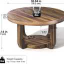 Round Coffee Table, 2-Tier Circle Coffee Table with Storage (Walnut)
