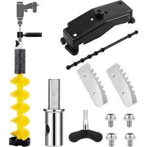 Lounsweer Ice Auger 6 Inch Floating Rotating Diameter Ice Fishing Auger Drill Bit with 2 Blades Nylon Attachment Convenient Fast Cutting Outdoor Equipment Tool for Deep Waters Fishing