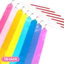 16PCS Pastel Rainbow Gymnastics Dance Ribbons Party Favors Decorations for Kids, Kids Twirling Ribbon Stick Goodie Bag Stuffers for Girls Unicorn Princess Ice-cream Butterfly Birthday Party