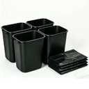 Black Small Trash Can 4 Pack 2 Gallons 8L Plastic Garbage Bin with 2 Roll Trash Bags, Small Trash Container for Bedroom, Office, Kitchen, Bathroom