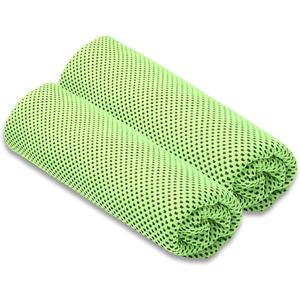 JUAN & JASMIN 2 Pack Cooling Towels (19.5"x15"), Soft Breathable Chilly Towels, Super Absorbent, Ice Wraps, Towels-Ideal for Hiking, Running, Workout, Gym, Dancing, Camping, Fitness (Green)