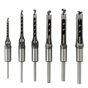 6pcs Square Hole Mortise Chisel Drill Bit Tools, 5/8" 9/16" 1/2" 3/8" 5/16" 1/4" for Precise Woodworking