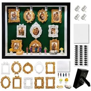 DIY Mini Frames Silhouette Box, Shadow Box Frame Kit with Gold Mini Frames and Figurines, Celebrate Your Unique Memories, for Anniversary, Wedding, Birthday, Valentine's Day & Home Decor