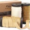 Ribbli Champagne White Gold Velvet Ribbon 3 Rolls Double Faced 3/8 Inch 18-Yard with Wooden Spool Use for Christmas Tree Ornaments Gift Wrapping Wreath Decoration Wedding Boutonnieres