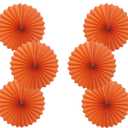 3 x Orange Birthday Party Decorations,DIY Orange Paper Fans Hanging Decoration,16in Halloween Paper Fans,Halloween Decor,Fox Birthday Decorations Events Accessories 30 Color DIY Set (Orange)