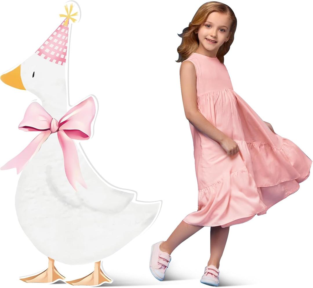 4 Feet One Silly Goose Party Decoration 1st Birthday Silly Goose Cardboard Cutout Standup Photo Props Party Back Drops for 1st Birthday Baby Shower Party Supplies (Pink)